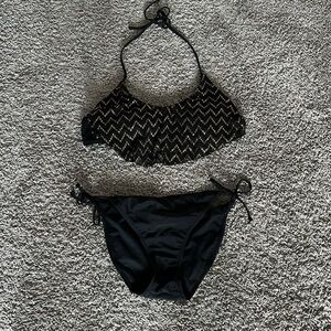 Excellent condition exhilaration bikini size extra, large, black, and gold